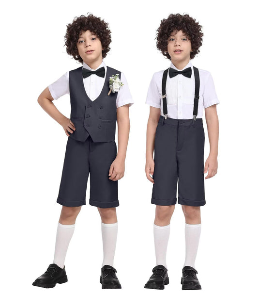 Boys Suit 3 Piece Set, Formal Slim Fit Suits Sets,Vest Pants Toddler Tuxedos for Wedding Toddler
