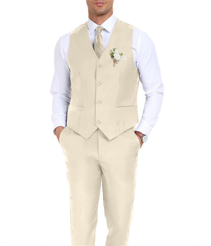 Men's Suit Slim Fit 2 Pieces Suits Set Grooms Tuxedos Business Wedding Prom Party Suit Waistcoat Vest Pants Set